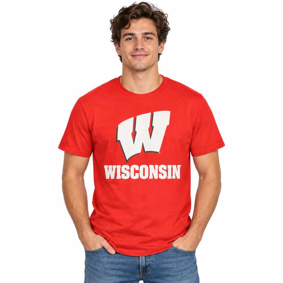 Wisconsin Badgers Red Fanatics Logo Shirt