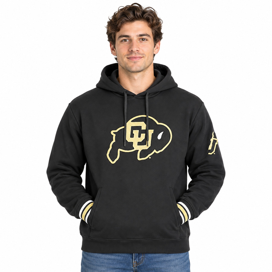 Colorado Buffaloes Black Mitchell and Ness Chainstitch Hooded Sweatshirt