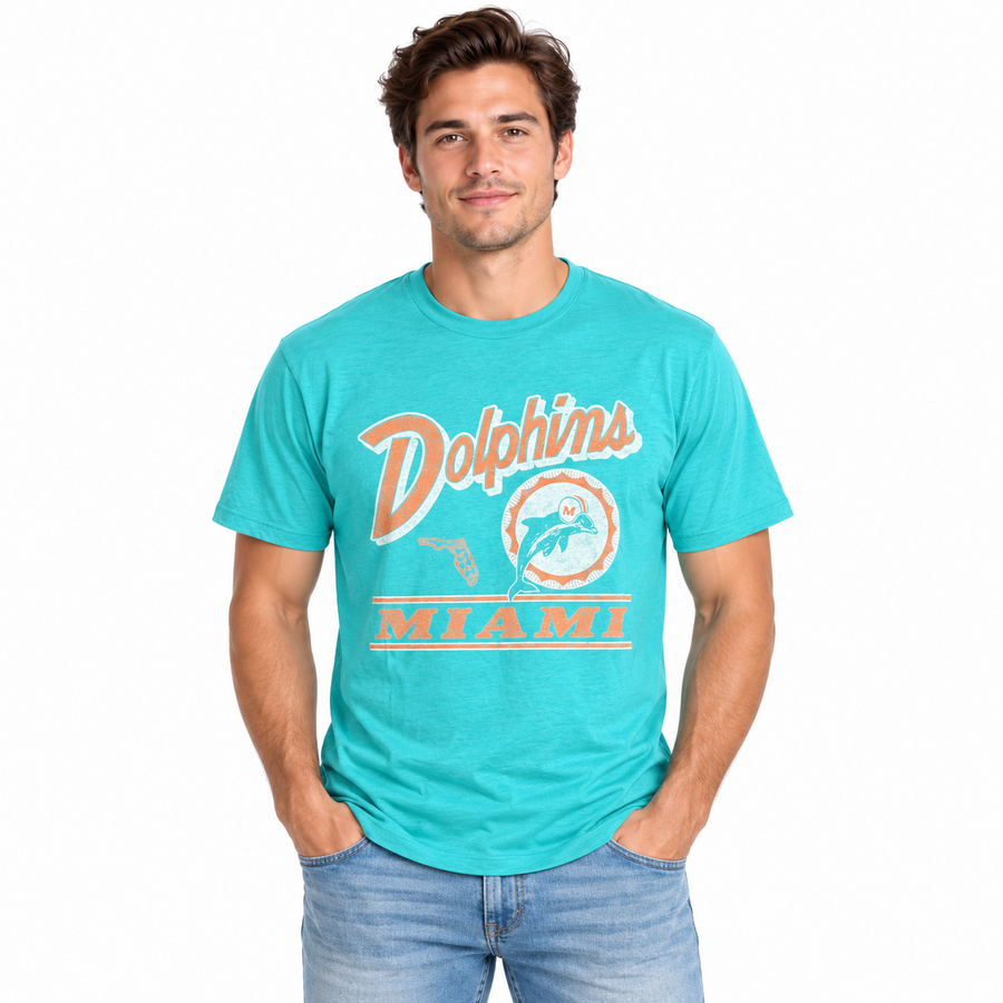 Miami Dolphins Historic Oceanic Teal Fly By '47Brand Franklin Shirt
