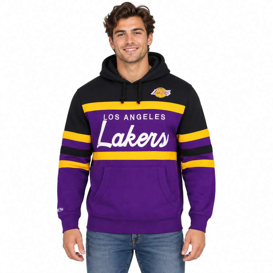 Los Angeles Lakers Script Mitchell and Ness Hooded Sweatshirt