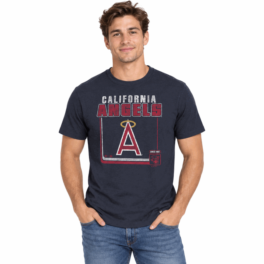 California Angels Navy Blue Borderline '47Brand Franklin Shirt
