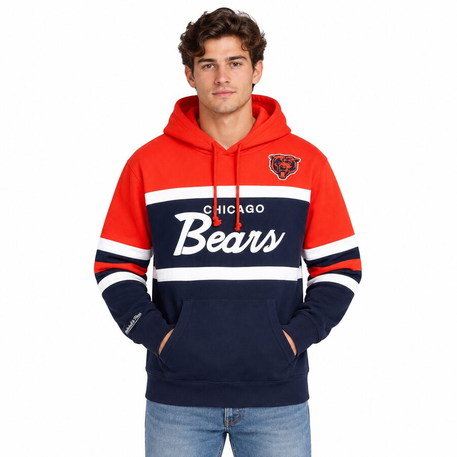 Chicago Bears Retro Script Mitchell and Ness Hooded Sweatshirt