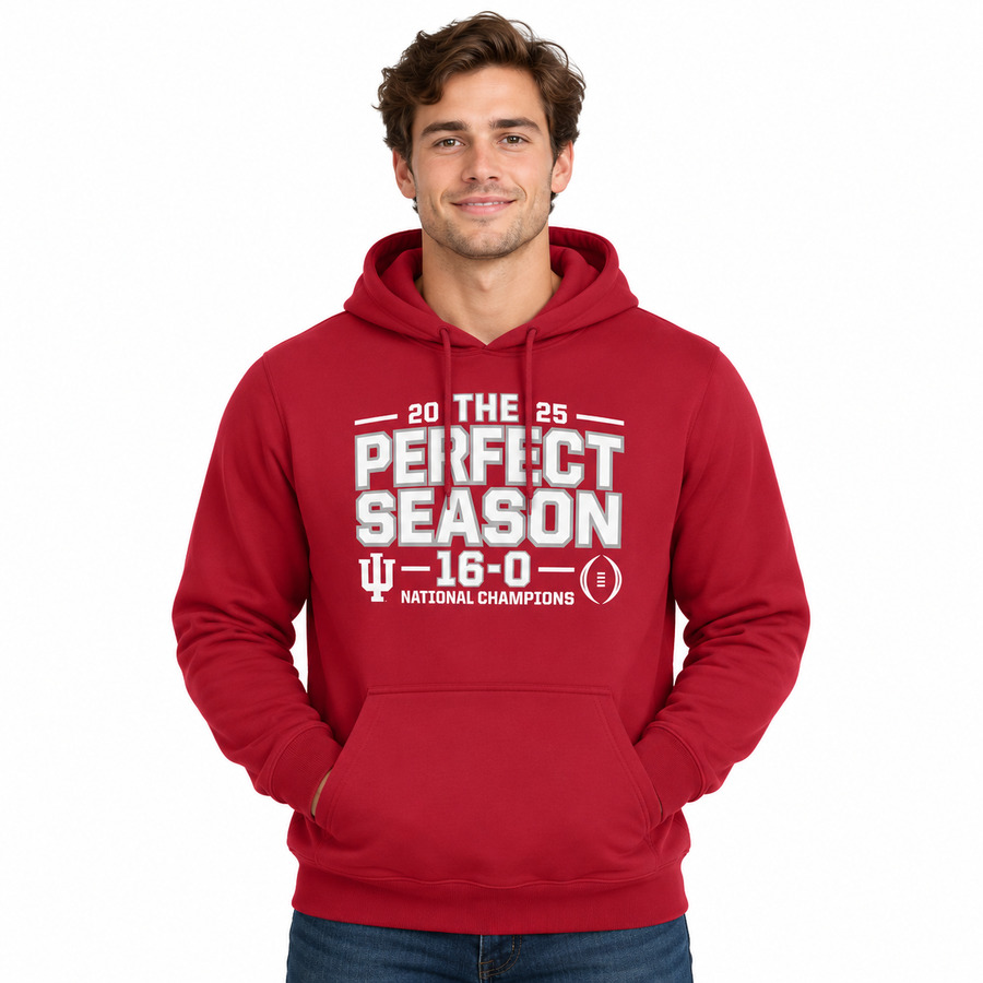 Indiana Hoosiers 2025 National Champions Perfect Season Football Hooded Sweatshirt