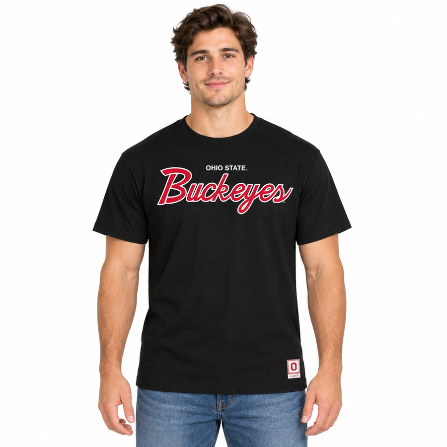 Ohio State Buckeyes Black Script Mitchell and Ness Shirt