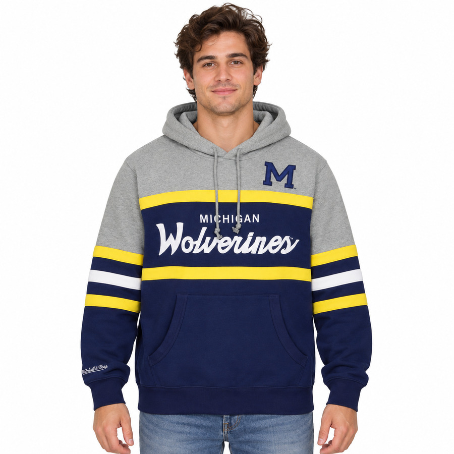 Michigan Wolverines Retro Script Mitchell and Ness Hooded Sweatshirt