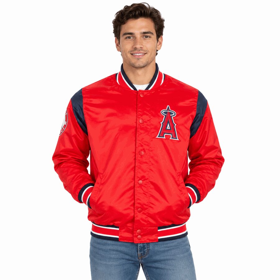 Los Angeles Angels Red Force Play Starter Satin Jacket