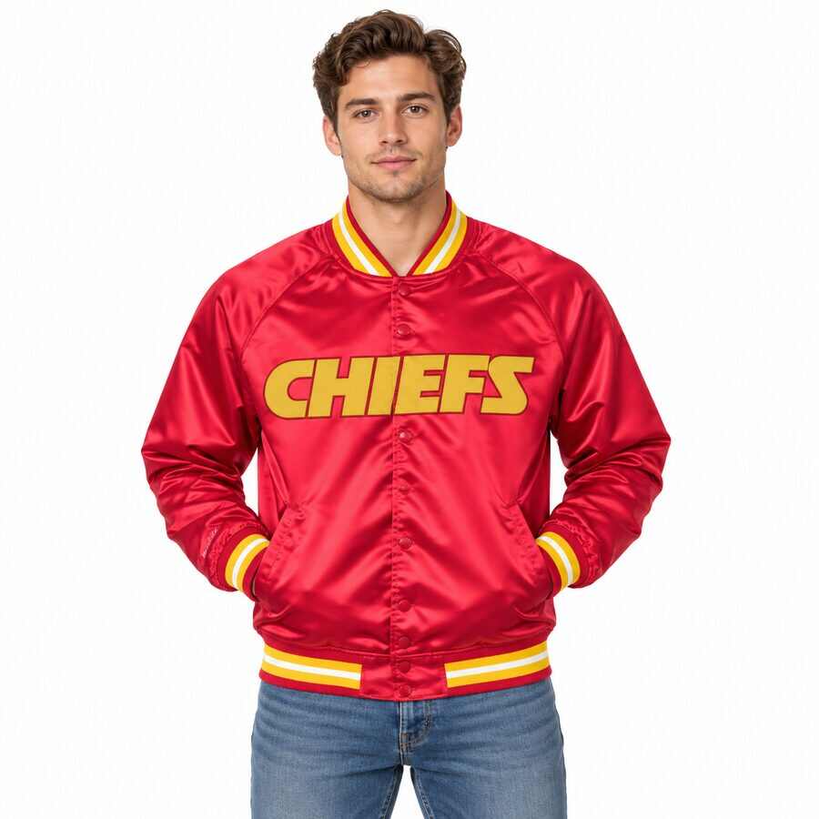 Kansas City Chiefs Red Mitchell and Ness Satin Jacket