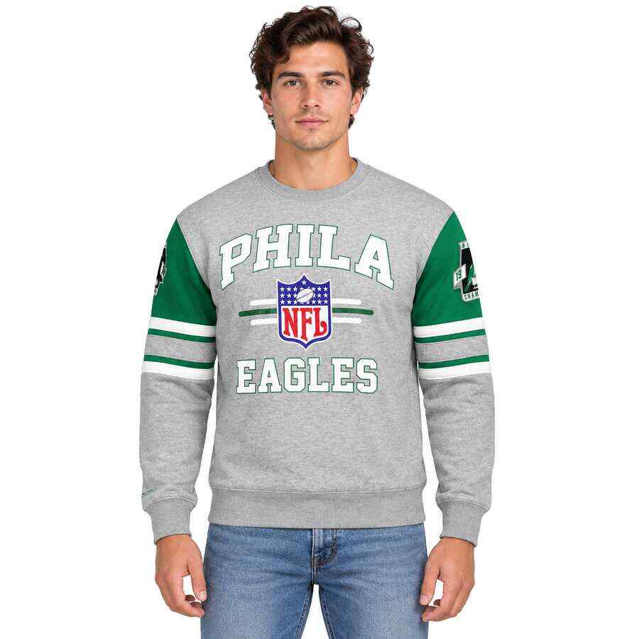 Philadelphia Eagles Allover Vintage 4.0 Mitchell and Ness Crew Sweatshirt