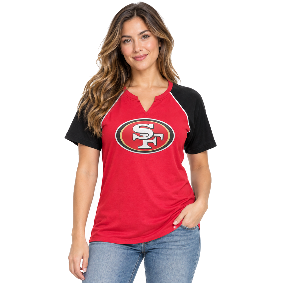 San Francisco 49ers Ladies Scarlet Red Glittered Prime Shirt