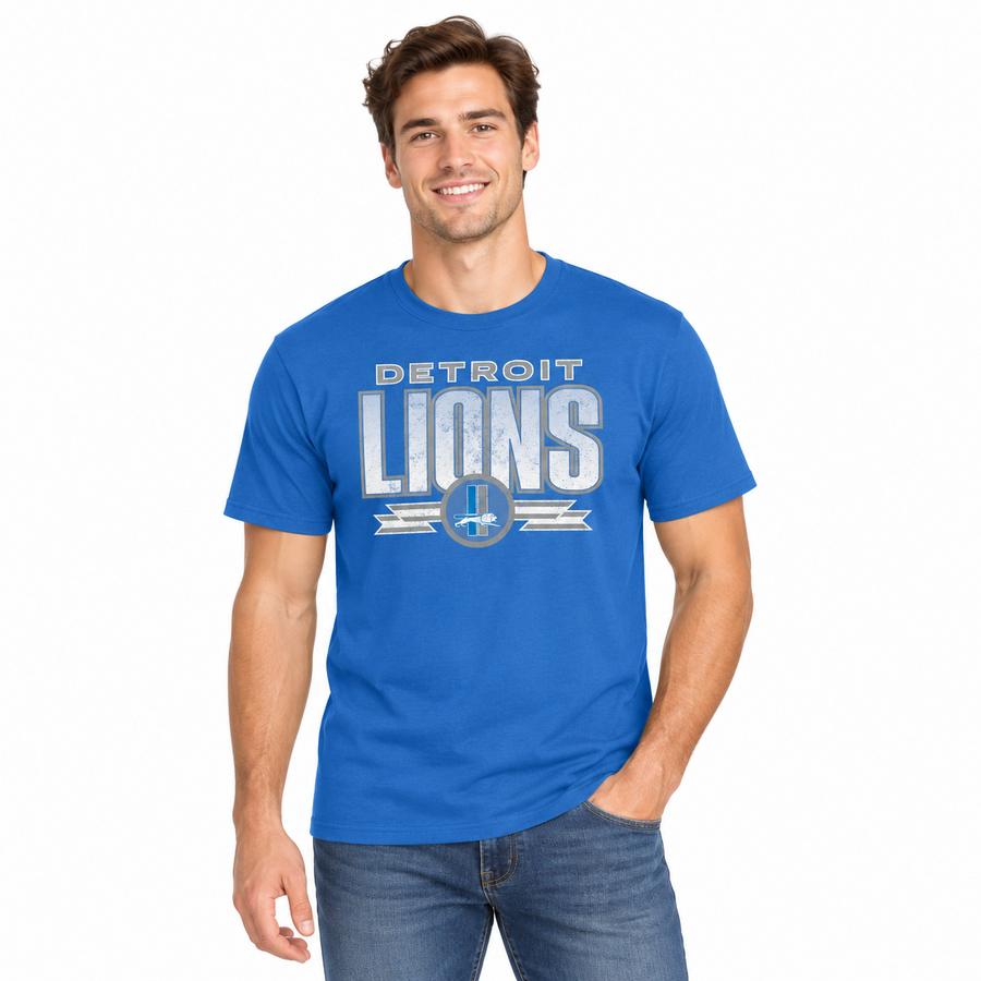 Detroit Lions Light Blue Distressed Fanatics Shirt